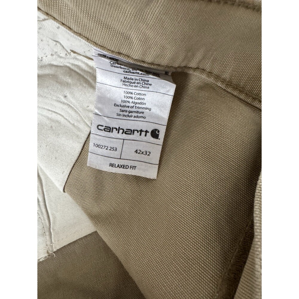 Carhartt Men’s Relaxed Fit Cargo Work Pants Size 42x32 Tan Cotton - Picture 6 of 10
